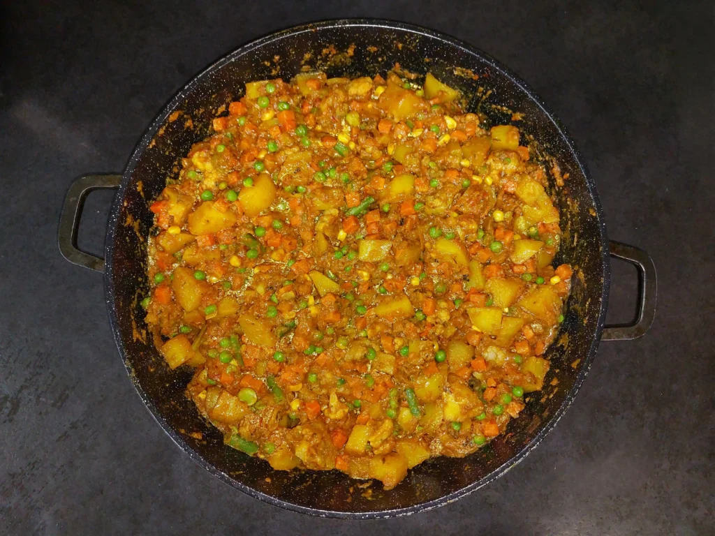 Adding mixed vegetables