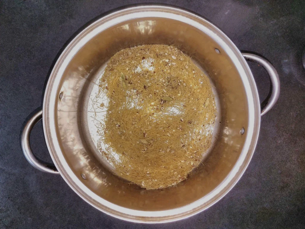 Toasting the vermicelli