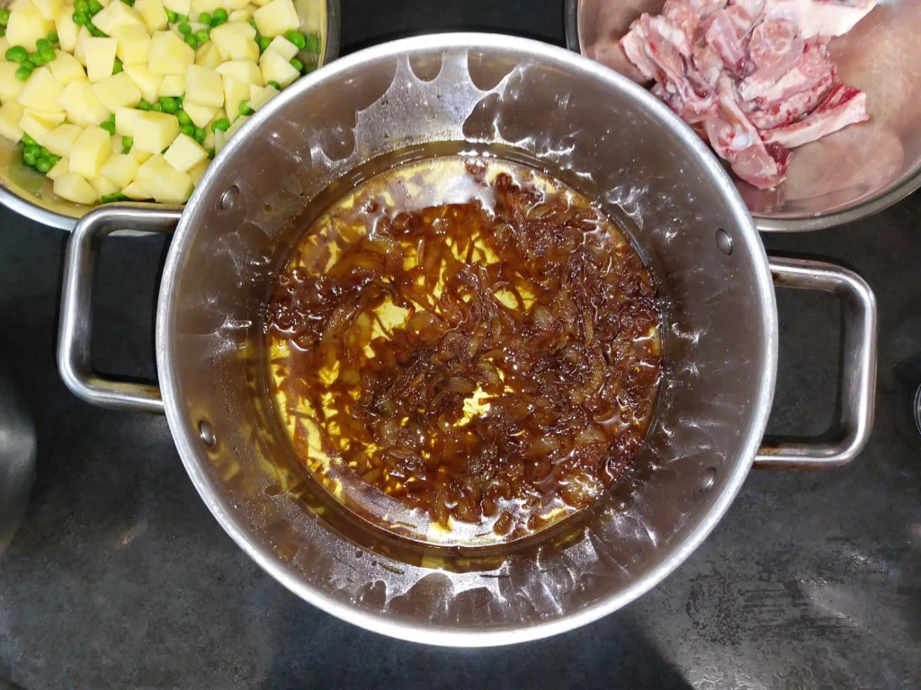 Sautéed onions after lifting lid