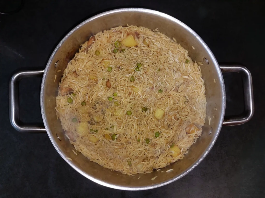 Chicken pulao is almost ready